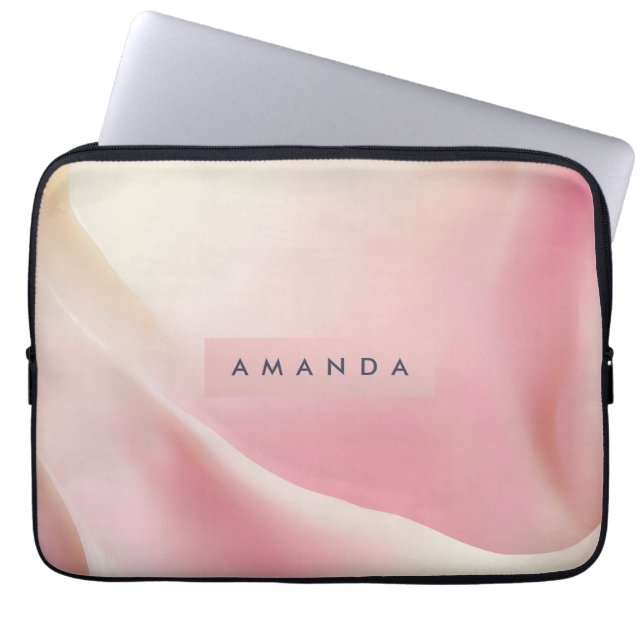 Personalized Gentle Pink Silk Wave Design ラップトップスリーブ (正面)