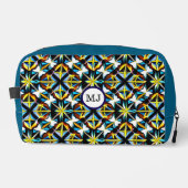 Personalized Geometric Blue Travel Bag ドップキット (正面)