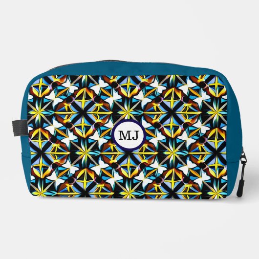 Personalized Geometric Blue Travel Bag ドップキット (正面)
