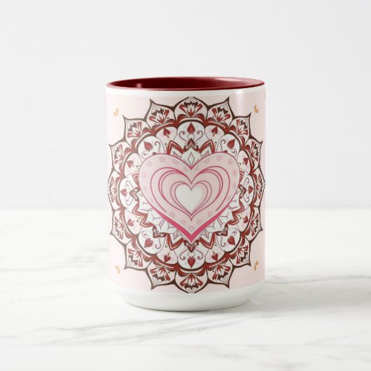 Personalized Geometric Heart Mandala Love マグカップ (中央)