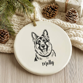 Personalized German Shepherd Dog Christmas セラミックオーナメント