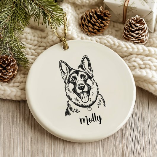 Personalized German Shepherd Dog Christmas セラミックオーナメント