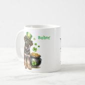 Personalized German Shepherd St. Patty's Day コーヒーマグカップ (正面左)