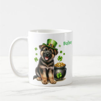 Personalized German Shepherd St. Patty's Day コーヒーマグカップ