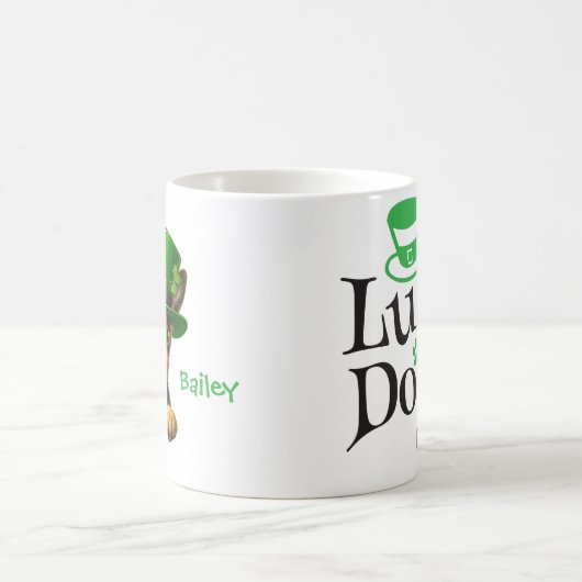 Personalized German Shepherd St. Patty's Day  コーヒーマグカップ (中央)