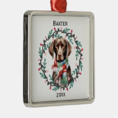Personalized German Shorthaired Pointer Christmas メタルオーナメント (右)