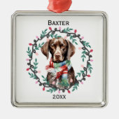 Personalized German Shorthaired Pointer Christmas メタルオーナメント (正面)