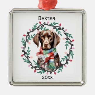 Personalized German Shorthaired Pointer Christmas メタルオーナメント