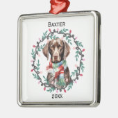Personalized German Shorthaired Pointer Christmas メタルオーナメント (左)