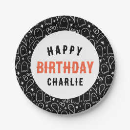 Personalized Ghosts Kids Halloween Birthday ペーパープレート