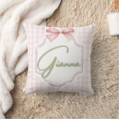 Personalized Gianna Baby Girl Nursery Bow&Gingham  クッション (ブランケット)