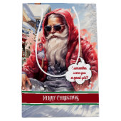 Personalized Gift Bag Cool Santa Claus Holiday ミディアムペーパーバッグ (正面)