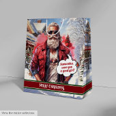 Personalized Gift Bag Funny Santa Holiday Accent ミディアムペーパーバッグ