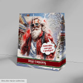 Personalized Gift Bag Funny Santa Holiday Accent ミディアムペーパーバッグ