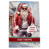 Personalized Gift Bag Funny Santa Holiday Accent ミディアムペーパーバッグ (正面)