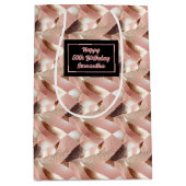 Personalized Gift Bag Rose Gold and Black Wrap ミディアムペーパーバッグ (正面)