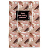 Personalized Gift Bag Rose Gold and Black Wrap ミディアムペーパーバッグ (裏面)