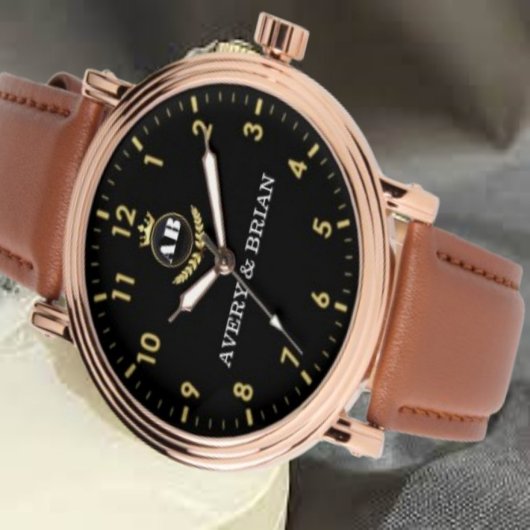 Personalized Gift Custom couple monogram  腕時計