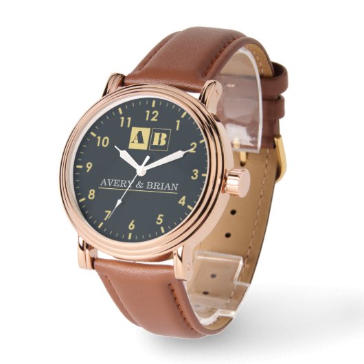 Personalized  Gift Custom Premium Style Monogram 腕時計 (傾斜)