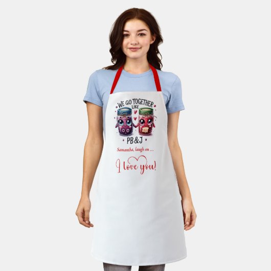 Personalized Gift for Boyfriend Funny Food Apron エプロン (着用した状態)