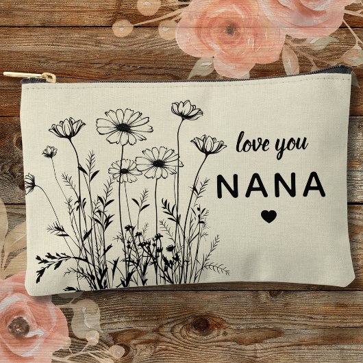 Personalized Gift For Nana Floral Wildflowers アクセサリーポーチ