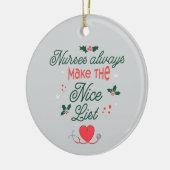 Personalized Gift Nurses Always Make the Nice List セラミックオーナメント (左)