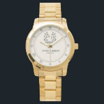 Personalized Gift Stylish Custom Name & Monogram  腕時計<br><div class="desc">Boho Style Couple Names Floral Monogram Watch – A beautifully designed personalized watch that blends bohemian charm with timeless elegance. Featuring delicate floral accents and a stylish monogram, this watch is perfect for couples celebrating love, weddings, anniversaries, or engagements. Customize it with your names, initials, and a special date to...</div>