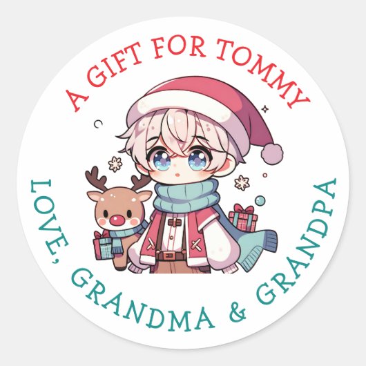 Personalized Gift Tag Christmas ラウンドシール (正面)