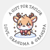 Personalized Gift Tag Christmas | Cute Pink ラウンドシール (正面)