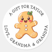 Personalized Gift Tag Christmas | Cute Pink ラウンドシール (正面)