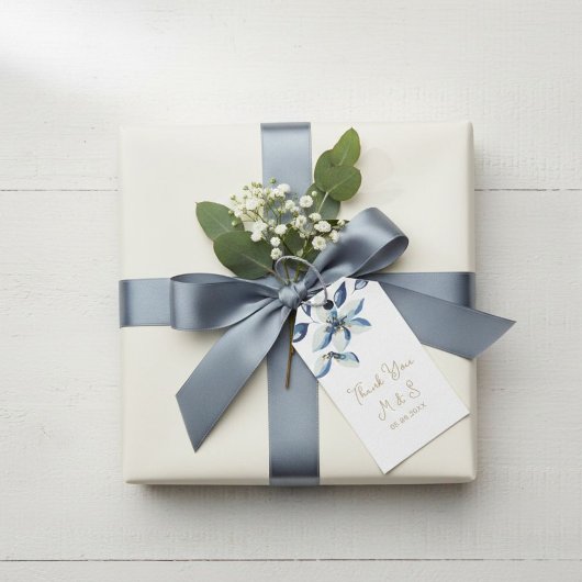 Personalized Gift Tag with Blue Flowers ギフトタグ
