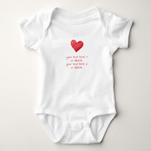 Personalized Gift with own Message, DIY Heart ベビーボディスーツ (正面)