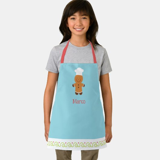 Personalized Gingerbread Chef Kids Apron エプロン (インサイチュ)