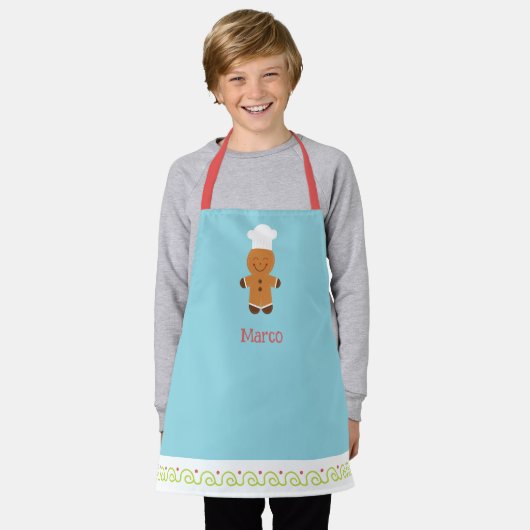 Personalized Gingerbread Chef Kids Apron エプロン (着用した状態)