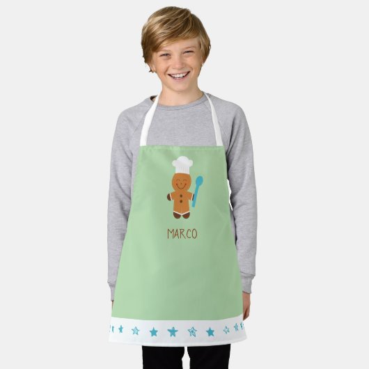 Personalized Gingerbread Chef Kids Apron エプロン (着用した状態)