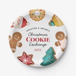 Personalized Gingerbread Christmas Cookie Exchange ペーパープレート