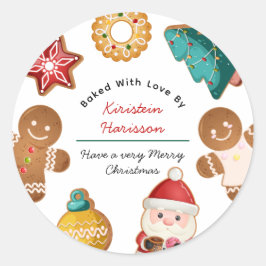 Personalized Gingerbread Christmas Cookies Baking ラウンドシール