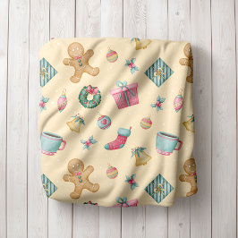 Personalized Gingerbread Christmas Fleece Blanket フリースブランケット