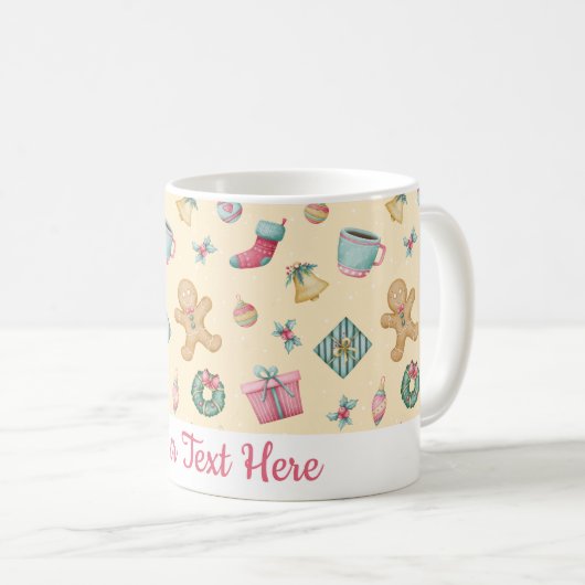 Personalized Gingerbread Christmas Mug コーヒーマグカップ (正面右)