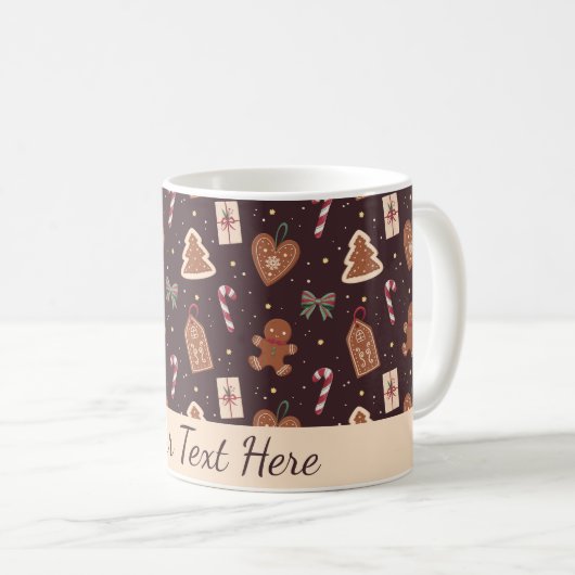 Personalized Gingerbread Christmas Mug コーヒーマグカップ (正面右)