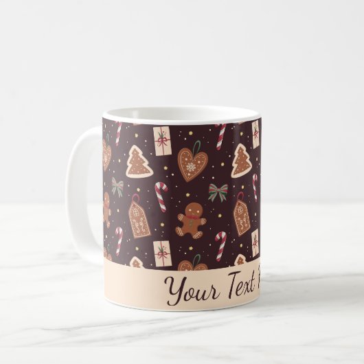 Personalized Gingerbread Christmas Mug コーヒーマグカップ (正面左)
