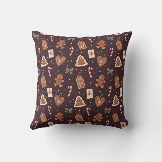 Personalized Gingerbread Christmas Throw Pillow クッション (裏面)