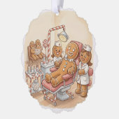 Personalized Gingerbread Dentist Christmas Card オーナメントカード (左)