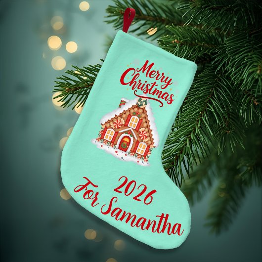 Personalized Gingerbread House Stocking 2026 スモールクリスマスストッキング