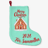 Personalized Gingerbread House Stocking 2026 スモールクリスマスストッキング (正面)