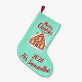 Personalized Gingerbread House Stocking 2026 スモールクリスマスストッキング (正面 (吊り時))