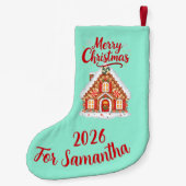 Personalized Gingerbread House Stocking 2026 スモールクリスマスストッキング (裏面)