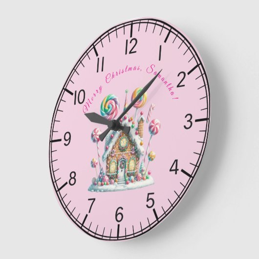 Personalized Gingerbread House Wall Clock ラージ壁時計 (傾斜)