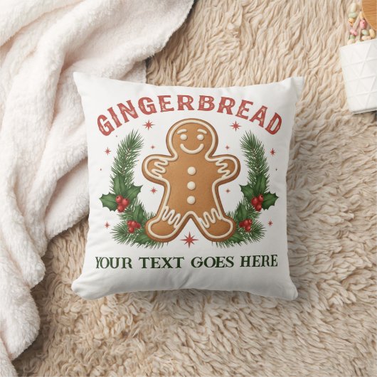 Personalized Gingerbread Man Christmas クッション (ブランケット)