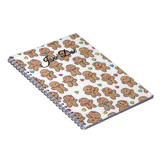 Personalized Gingerbread Men Christmas Notebook ノートブック (右側)